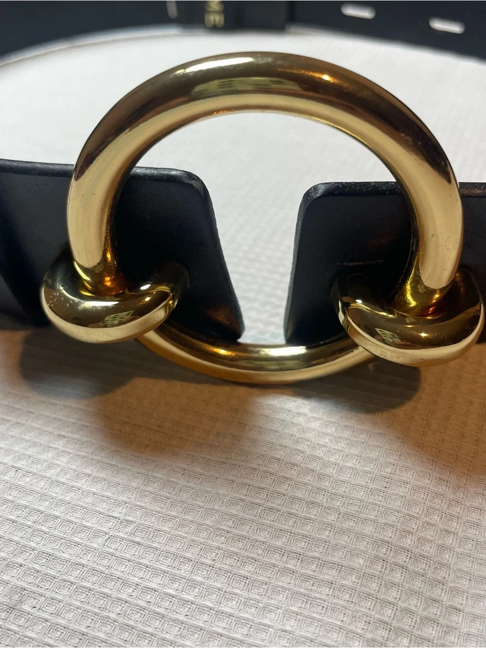 FRAME Noir Black Leather Ring Waist Belt Size S